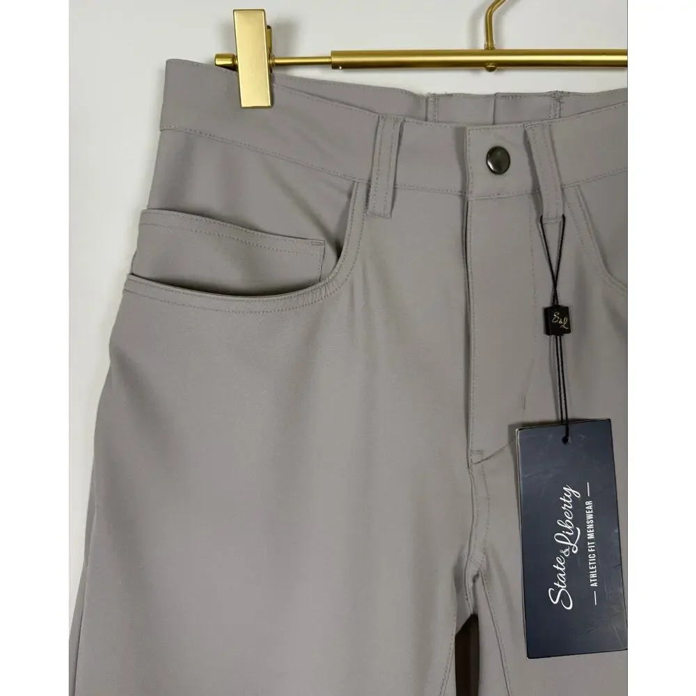 State & Liberty Athletic Fit Stretch Tech Chino Pants Light Grey Men’s 29 Golf